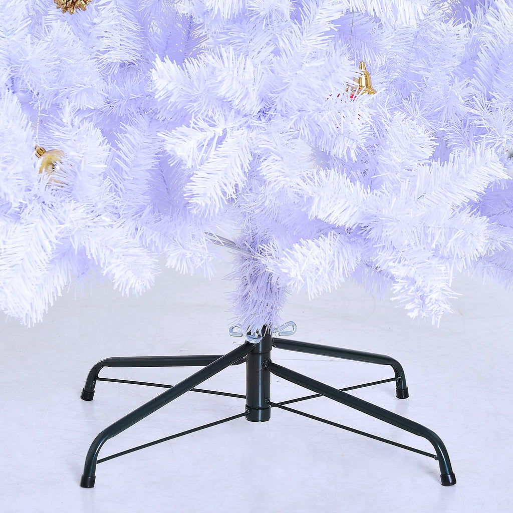 Joulukuusi Koristeilla Ja Jalustalla 180 Cm (Valkoinen)