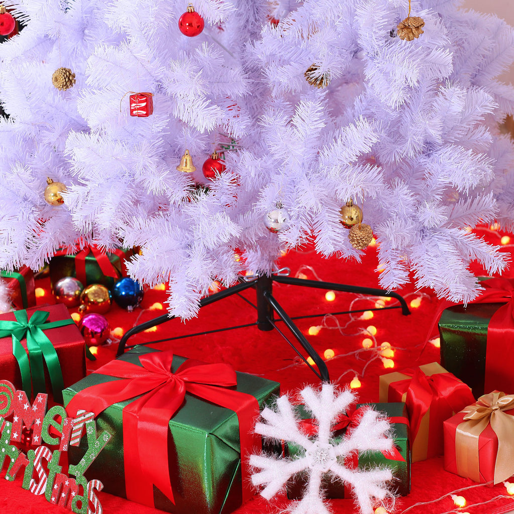 Joulukuusi Koristeilla Ja Jalustalla 180 Cm (Valkoinen)