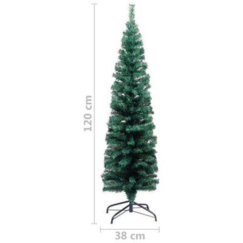 Kapea tekojoulukuusi jalustalla vihreä 120 cm