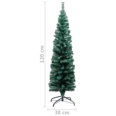 Smal konstgjord julgran på stativ, grön, 120 cm