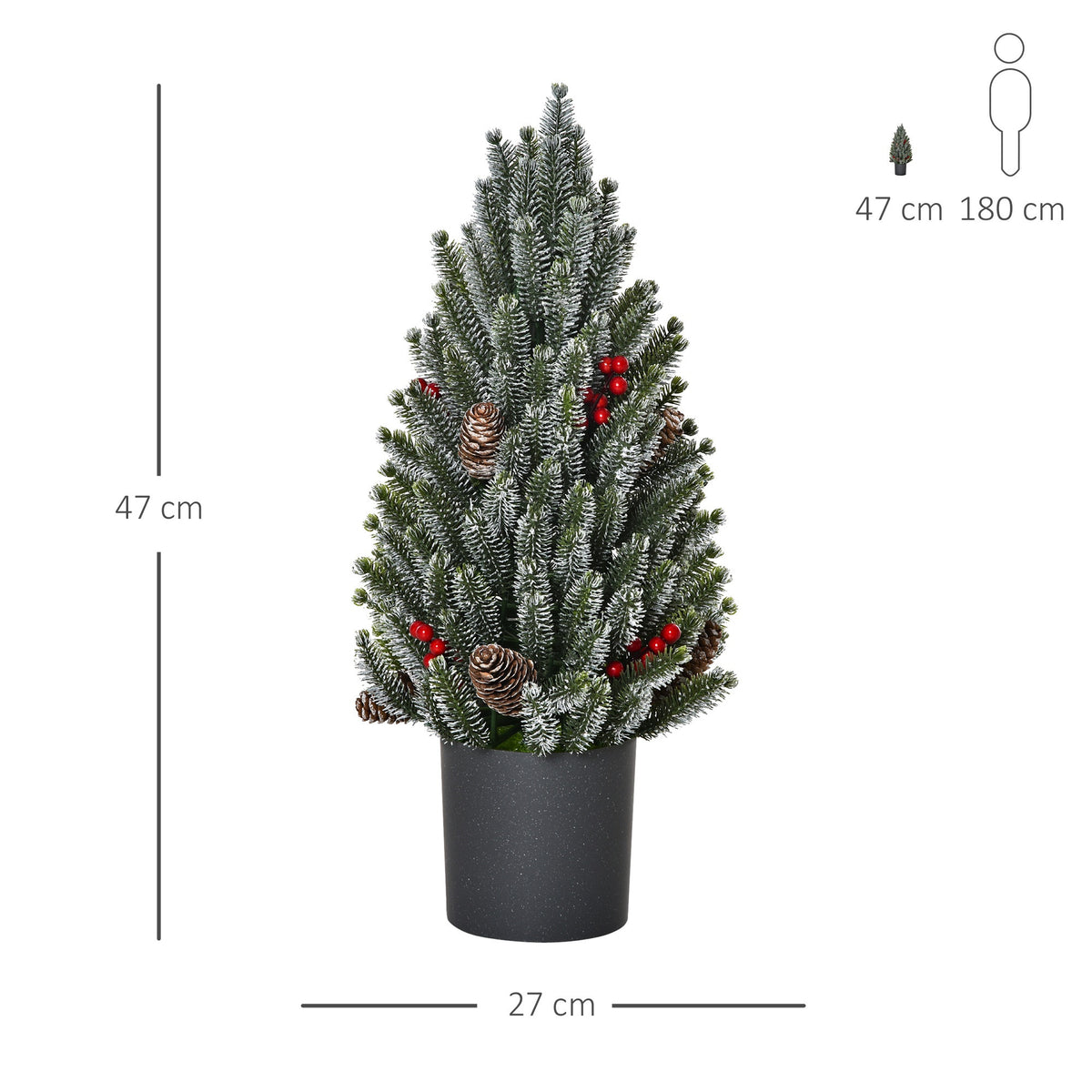 Pöytäjoulukuusi 47 cm (vihreä/valkoinen)