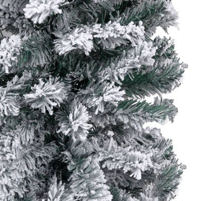 Kapea tekojoulukuusi lumihuurteella vihreä 150 cm