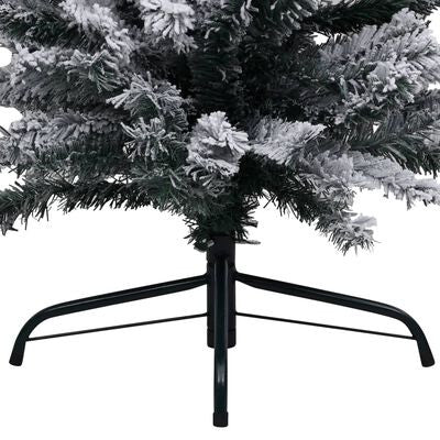 Smal konstgjord julgran med snöspray, grön, 120 cm
