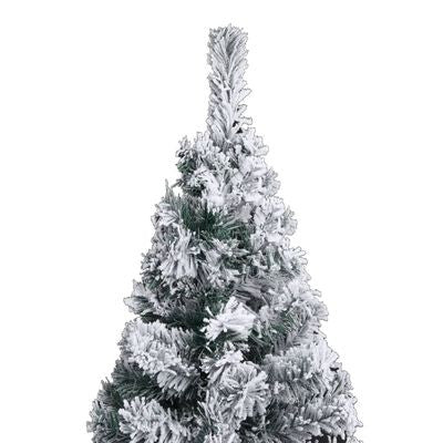 Kapea tekojoulukuusi lumihuurteella vihreä 180cm