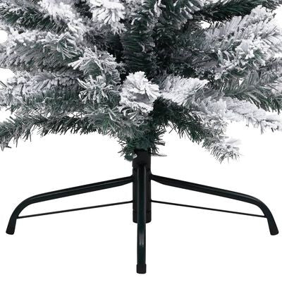 Kapea tekojoulukuusi lumihuurteella vihreä 240cm