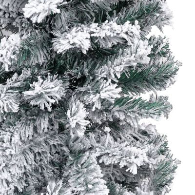 Kapea tekojoulukuusi lumihuurteella vihreä 240cm