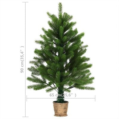 Tekojoulukuusi LED-valoilla ja palloilla vihreä 90cm
