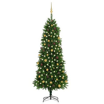 Tekojoulukuusi LED-valoilla ja palloilla vihreä 240cm