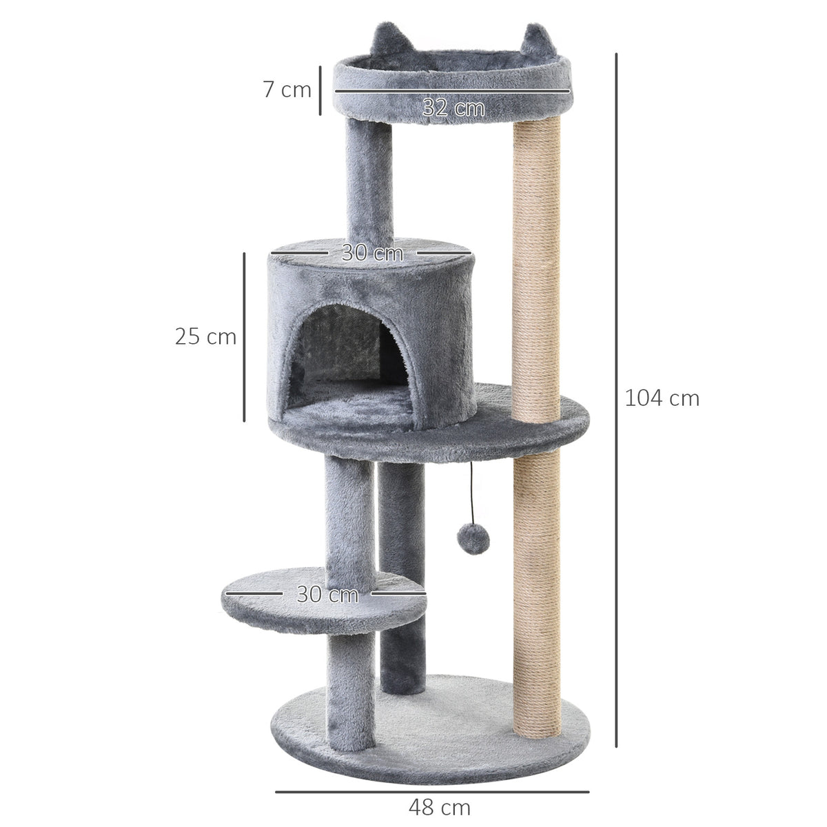 Kattklösstativ 104 cm, grå