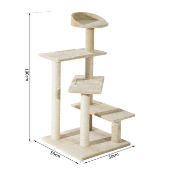 Kattklätterträd med 4 plattformar, 100 cm