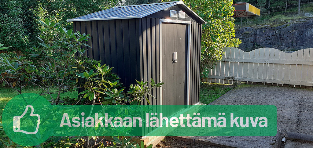 Trädgårdsskjul 2,7 m² – galvaniserat stål, skjutdörrar, sockel, grå