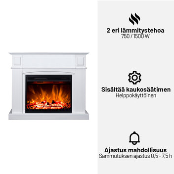 Elkamin Firenze 750/1500W – MDF-ram, fjärrkontroll, vit