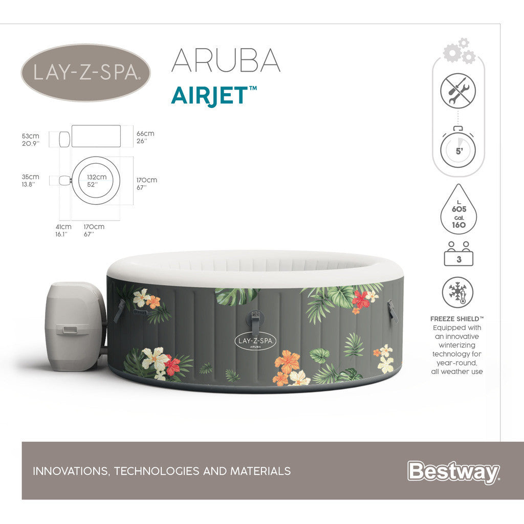 Ilmatäytteinen Poreallas Bestway Lay-Z-Spa Aruba Airjet