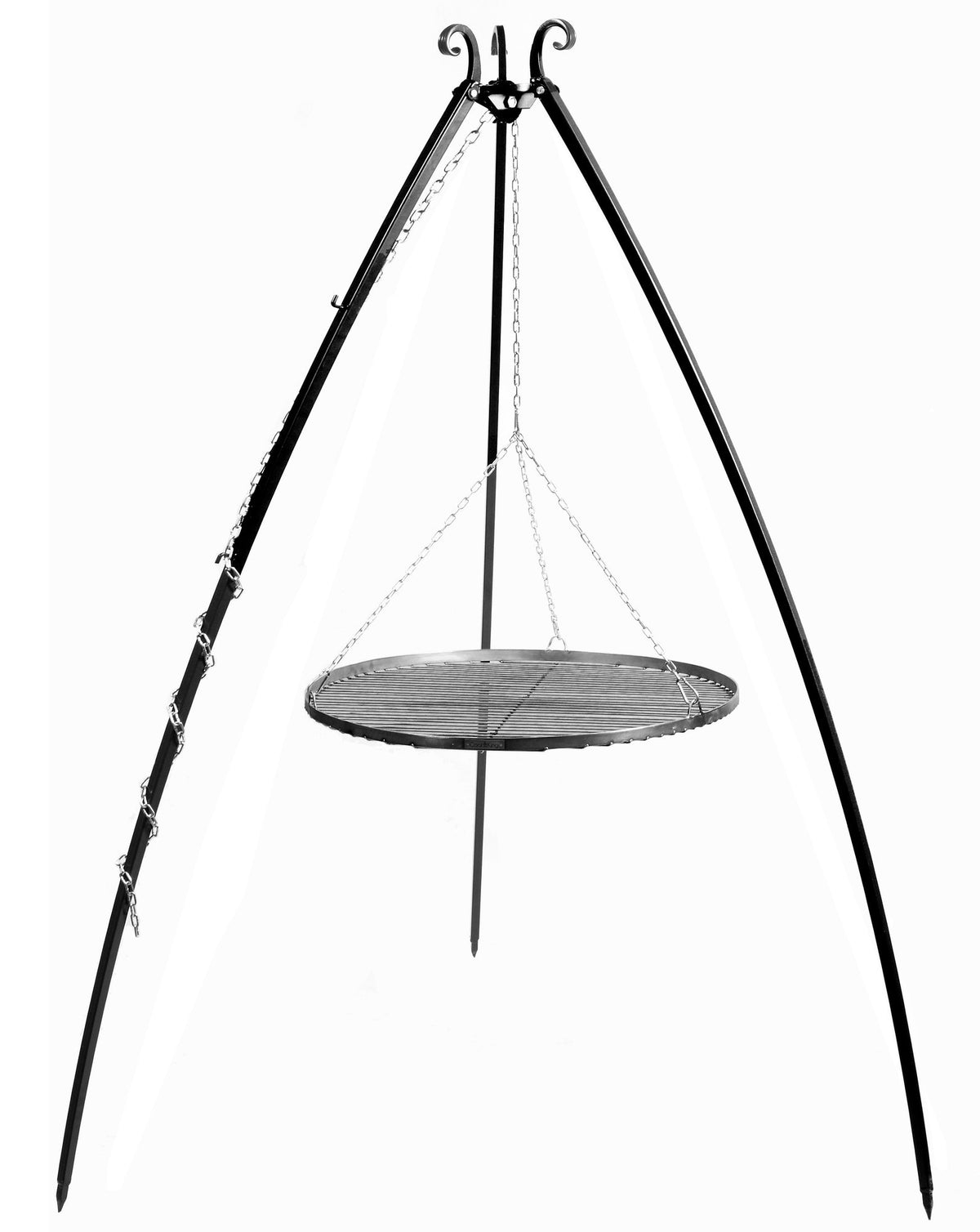 200 cm stativ för grill + grillgaller, 4 olika grillstorlekar