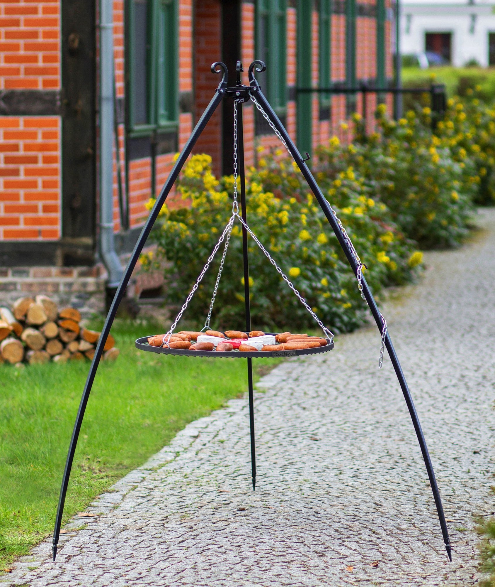 200 cm Tripod grillausteline + grilliritilä, 4 eri ritiläkokoa