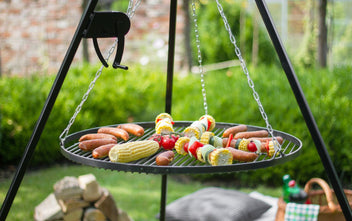 180 cm stålgrillställ med vinsch + RT-grillgaller, 4 olika storlekar