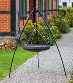 200 cm stålgrillgaller med vinsch + wokpanna, 2 olika storlekar