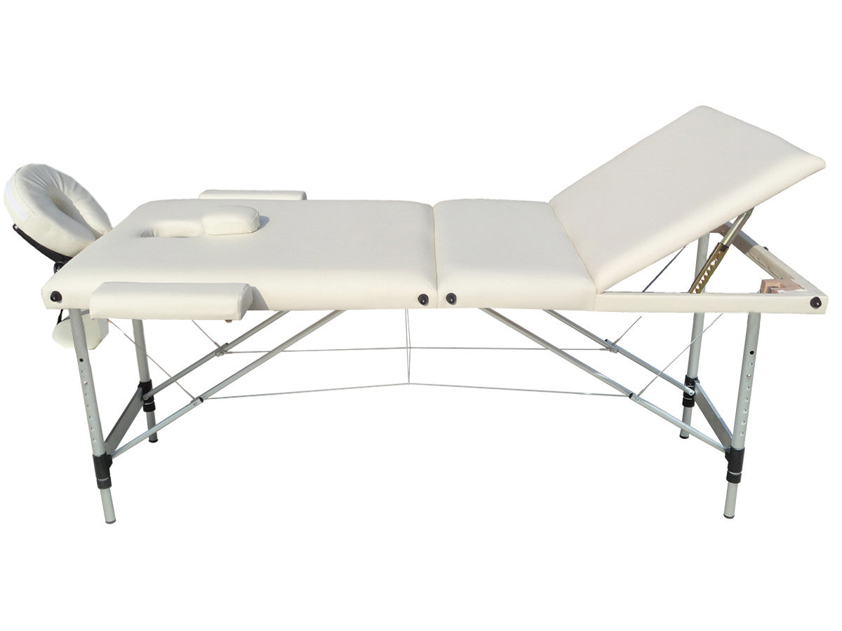 Hierontapöytä 195 x 70 cm, valkoinen – 3-vyöhykkeinen, 225 kg, alumiinirunko