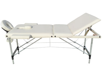 Hierontapöytä 195 x 70 cm, valkoinen – 3-vyöhykkeinen, 225 kg, alumiinirunko