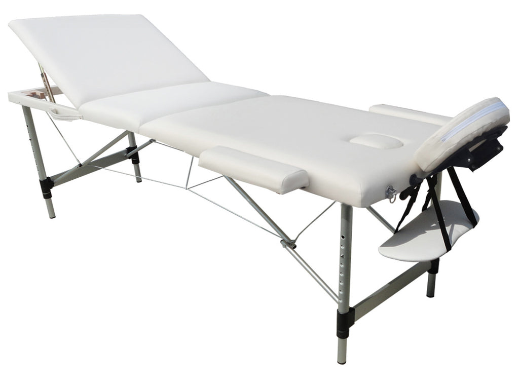 POHJOLAN URHEILUTARVIKE Taitettava Hierontapöytä Premium Alu 3V, 195x70cm, Valkoinen