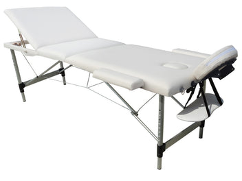 Hierontapöytä 195 x 70 cm, valkoinen – 3-vyöhykkeinen, 225 kg, alumiinirunko
