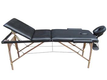 Massagebänk 195 x 70 cm, svart – 3 zoner, ca 215 kg, träram