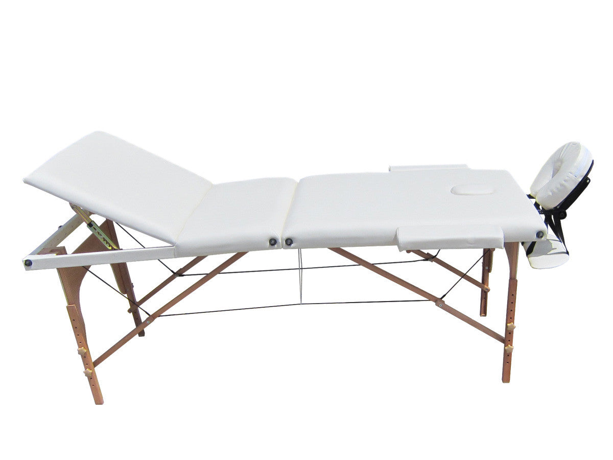 POHJOLAN URHEILUTARVIKE Taitettava Matkahierontapöytä 3V Puinen, 195x68cm, Valkoinen