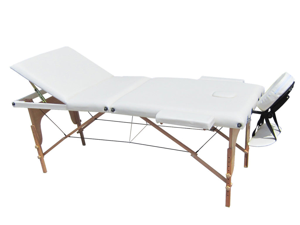 POHJOLAN URHEILUTARVIKE Taitettava Matkahierontapöytä 3V Puinen, 195x68cm, Valkoinen