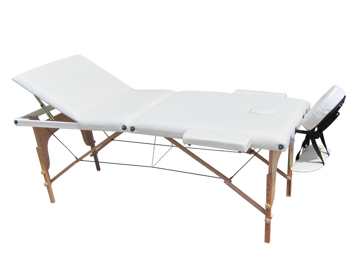 POHJOLAN URHEILUTARVIKE Taitettava Matkahierontapöytä 3V Puinen, 195x68cm, Valkoinen