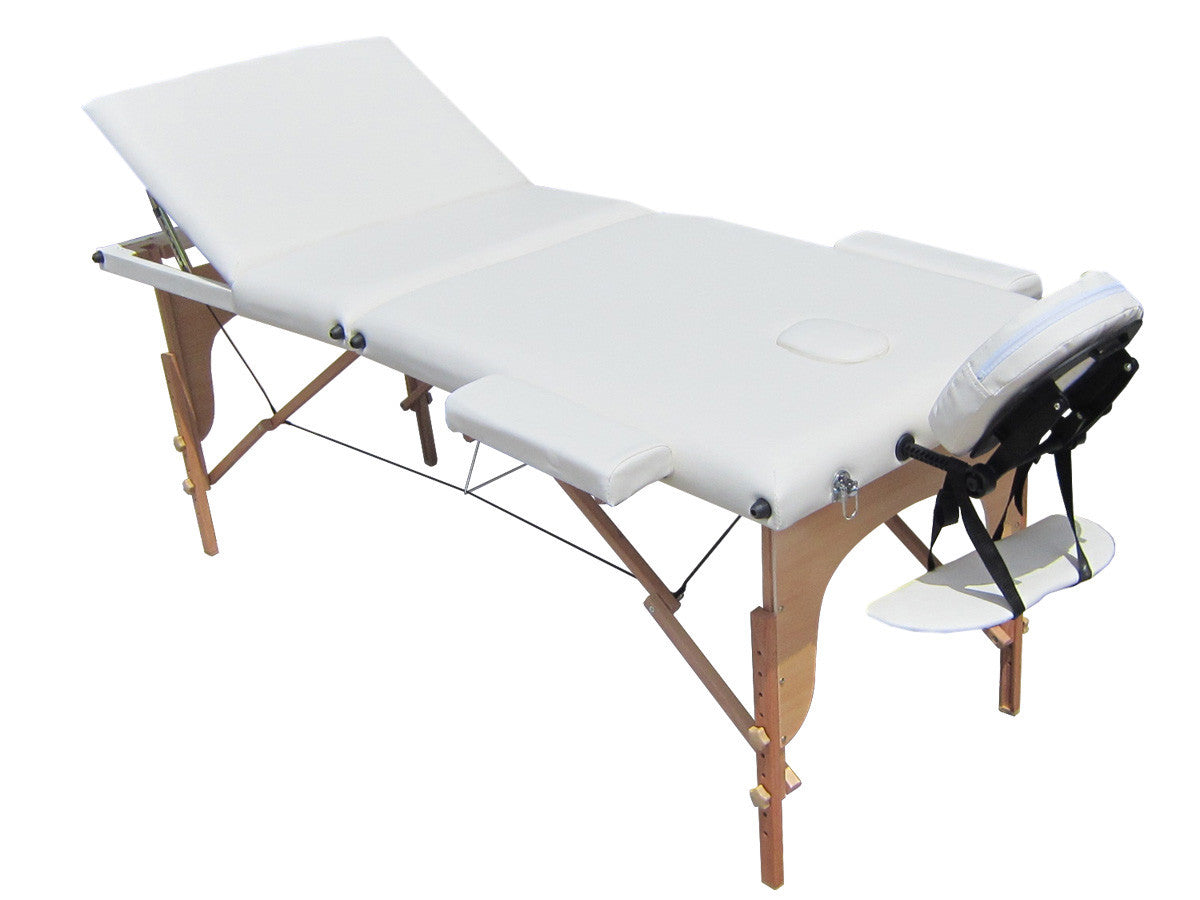 POHJOLAN URHEILUTARVIKE Taitettava Matkahierontapöytä 3V Puinen, 195x68cm, Valkoinen