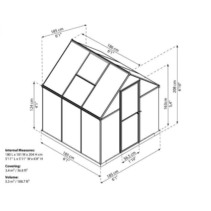 Palram – Canopia | MYTHOS Kasvihuone 3,4m2, Harmaa