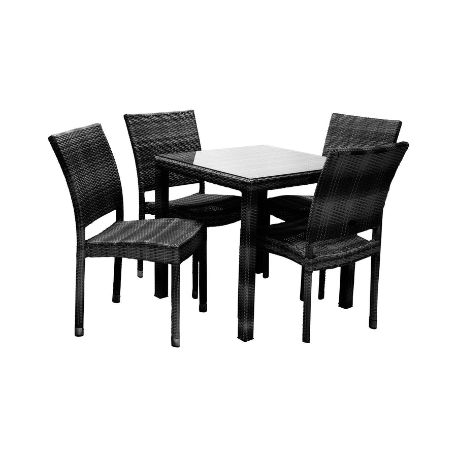 WICKER trädgårdsmöbelset 4+1, svart