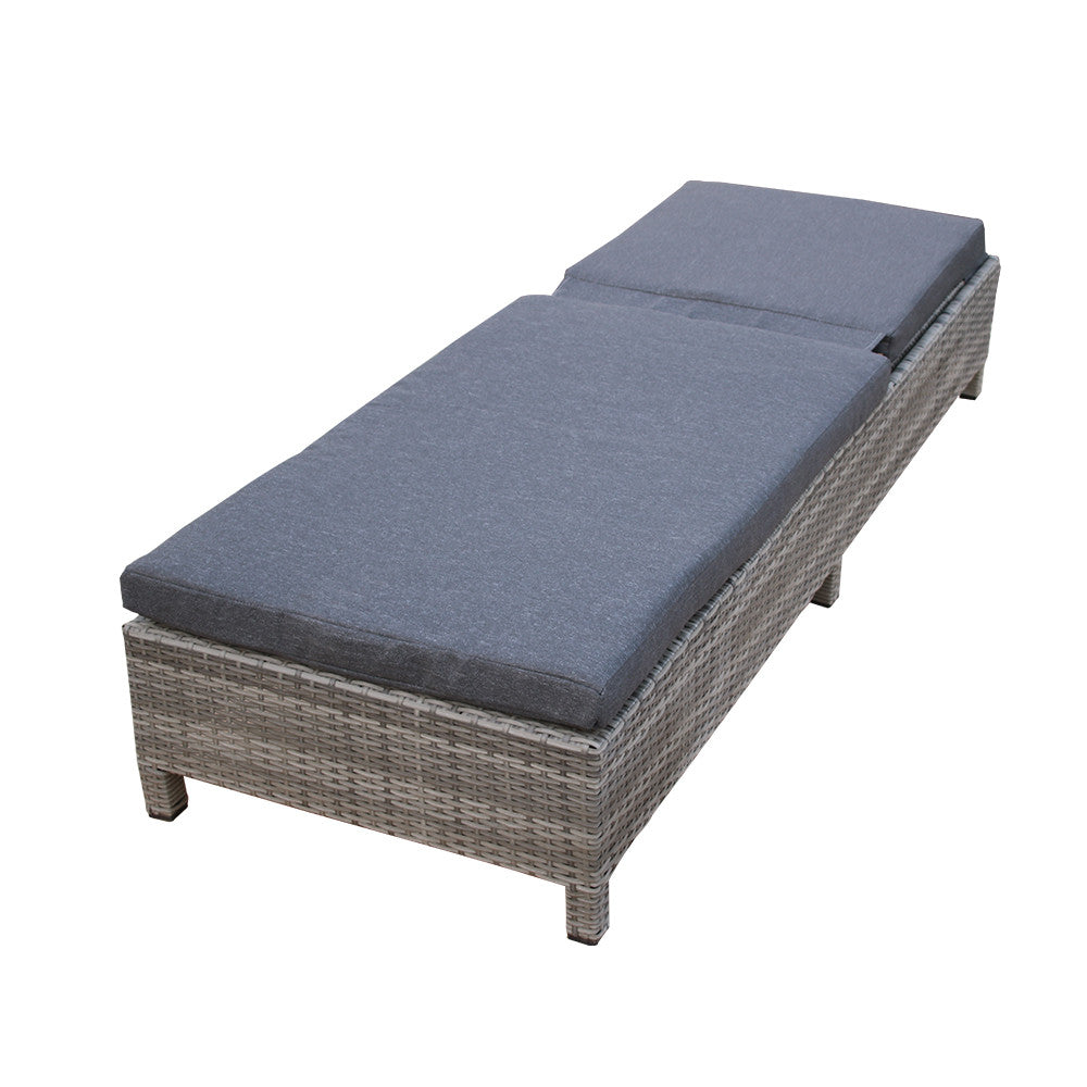 POHJOLA GARDEN SANDRA Aurinkotuoli, Polyrottinkinen Aurinkovuode, Harmaa, 198x70x30cm