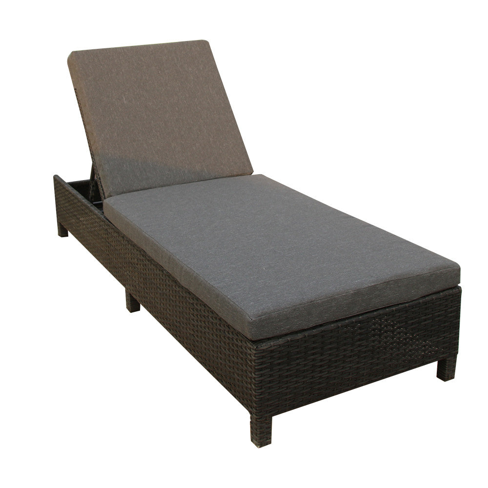 SANDRA Aurinkotuoli, Polyrottinkinen Aurinkovuode, Musta, 198x70x30cm