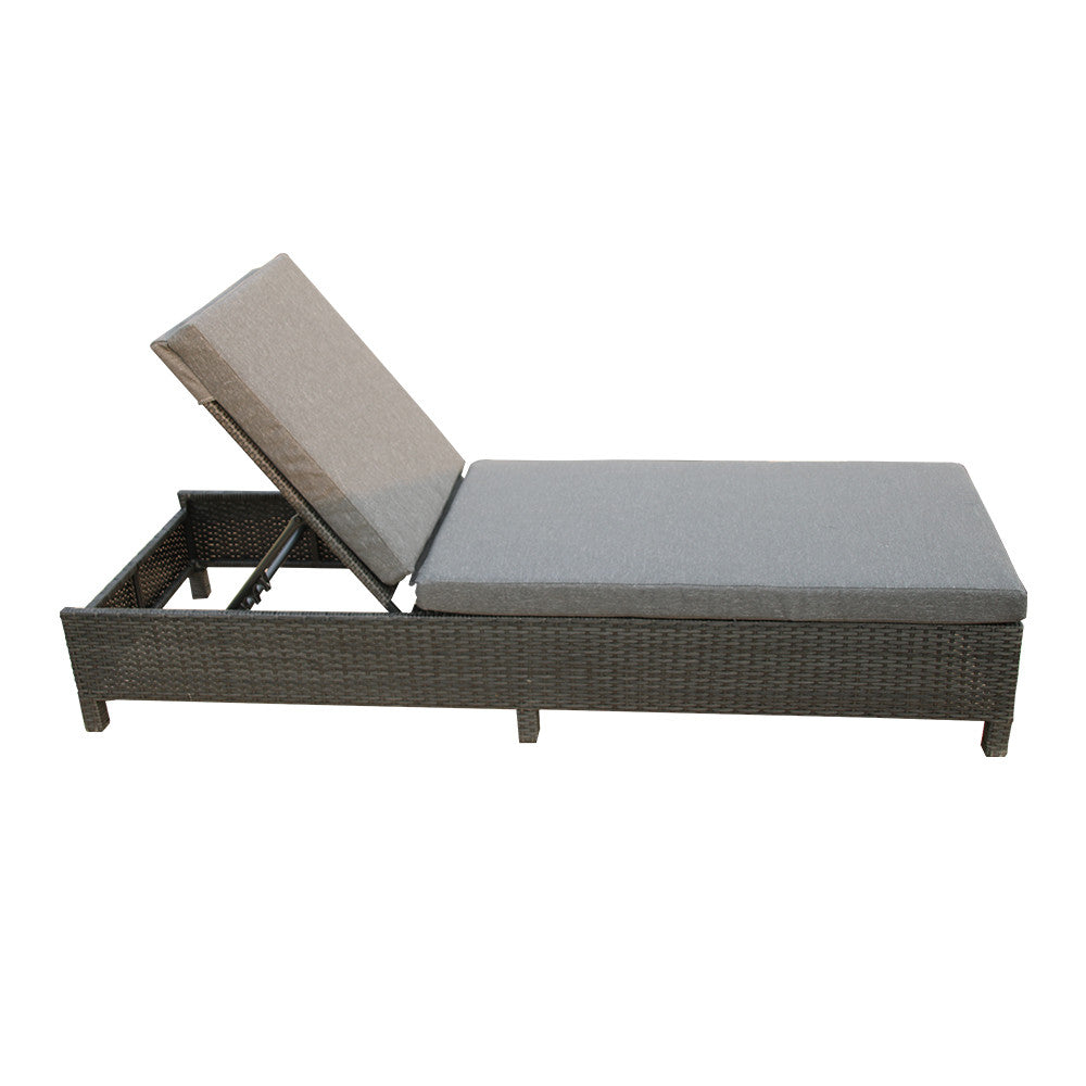 SANDRA Aurinkotuoli, Polyrottinkinen Aurinkovuode, Musta, 198x70x30cm