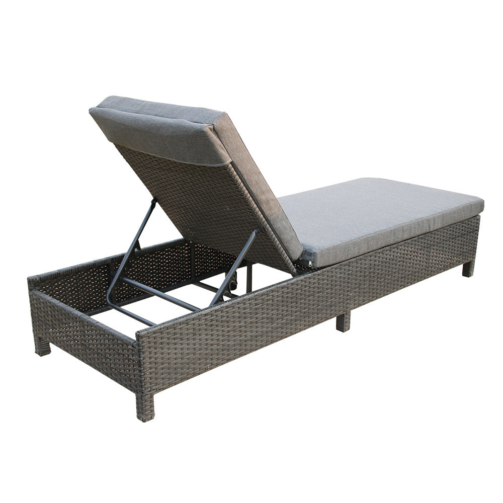 SANDRA Aurinkotuoli, Polyrottinkinen Aurinkovuode, Musta, 198x70x30cm