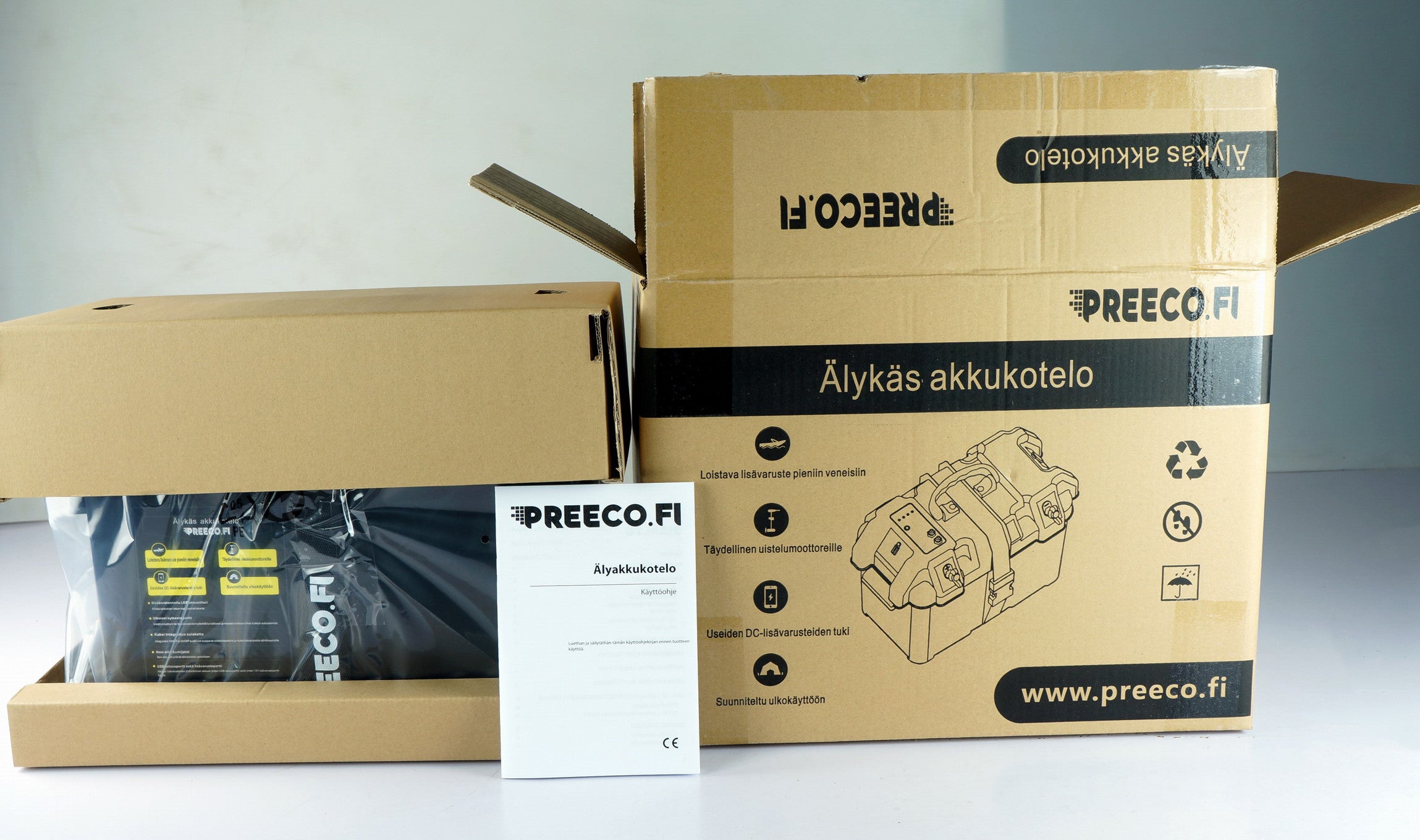 POHJOLA MOTORS Älykäs Akkukotelo USB-portilla, musta