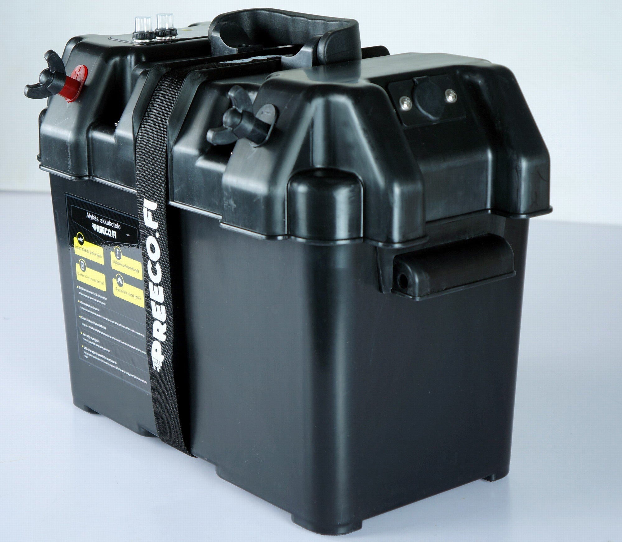 POHJOLA MOTORS Älykäs Akkukotelo USB-portilla, musta