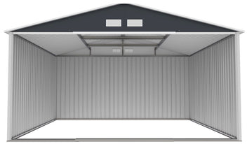 Pihavaja 10,85 m² – 138 cm liukuovet, sinkitty teräs, sokkeli, harmaa