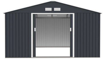 Pihavaja 10,85 m² – 138 cm liukuovet, sinkitty teräs, sokkeli, harmaa