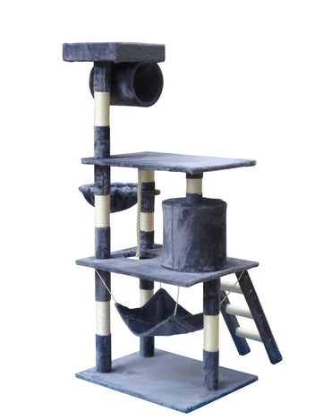 Kattklätterträd 141 cm – 5 nivåer, grotta, 61 x 50 cm