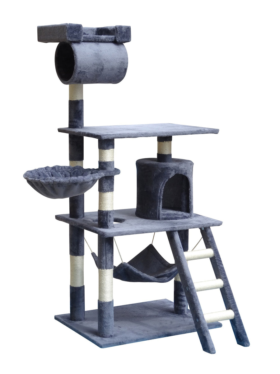 Kattklätterträd 141 cm – 5 nivåer, grotta, 61 x 50 cm
