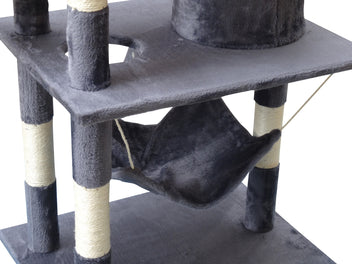 Kattklätterträd 141 cm – 5 nivåer, grotta, 61 x 50 cm
