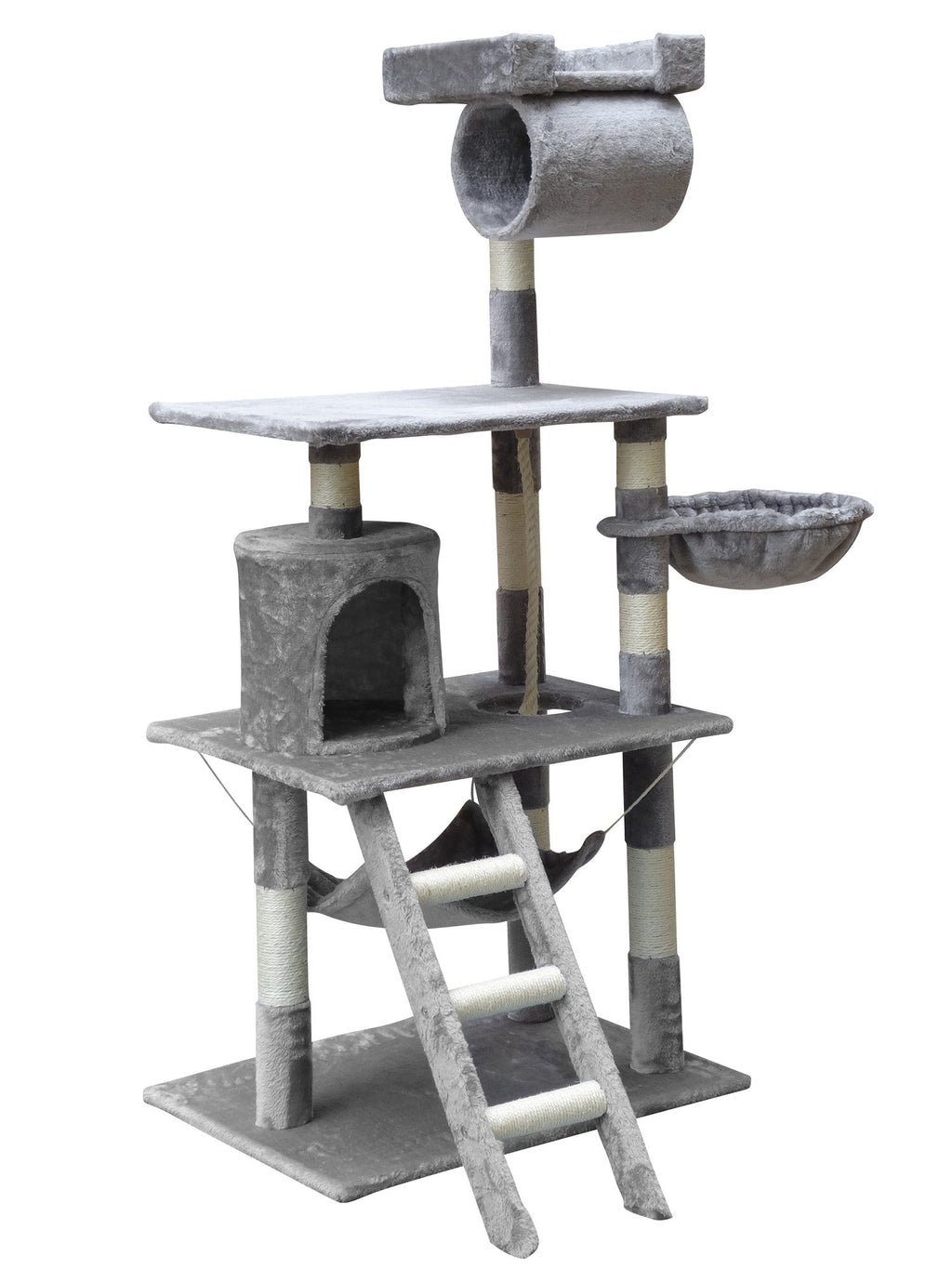 POHJOLAN LEMMIKKITARVIKE Kissan kiipeily-/raapimispuu 141cm, Vaalean Harmaa