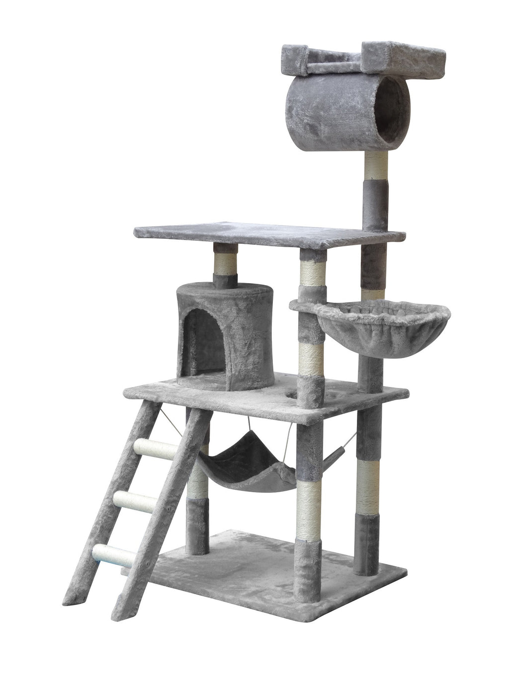 POHJOLAN LEMMIKKITARVIKE Kissan kiipeily-/raapimispuu 141cm, Vaalean Harmaa