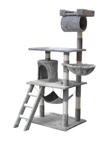 Kattklätterträd 141 cm – 5 nivåer, grotta, 61 x 50 cm
