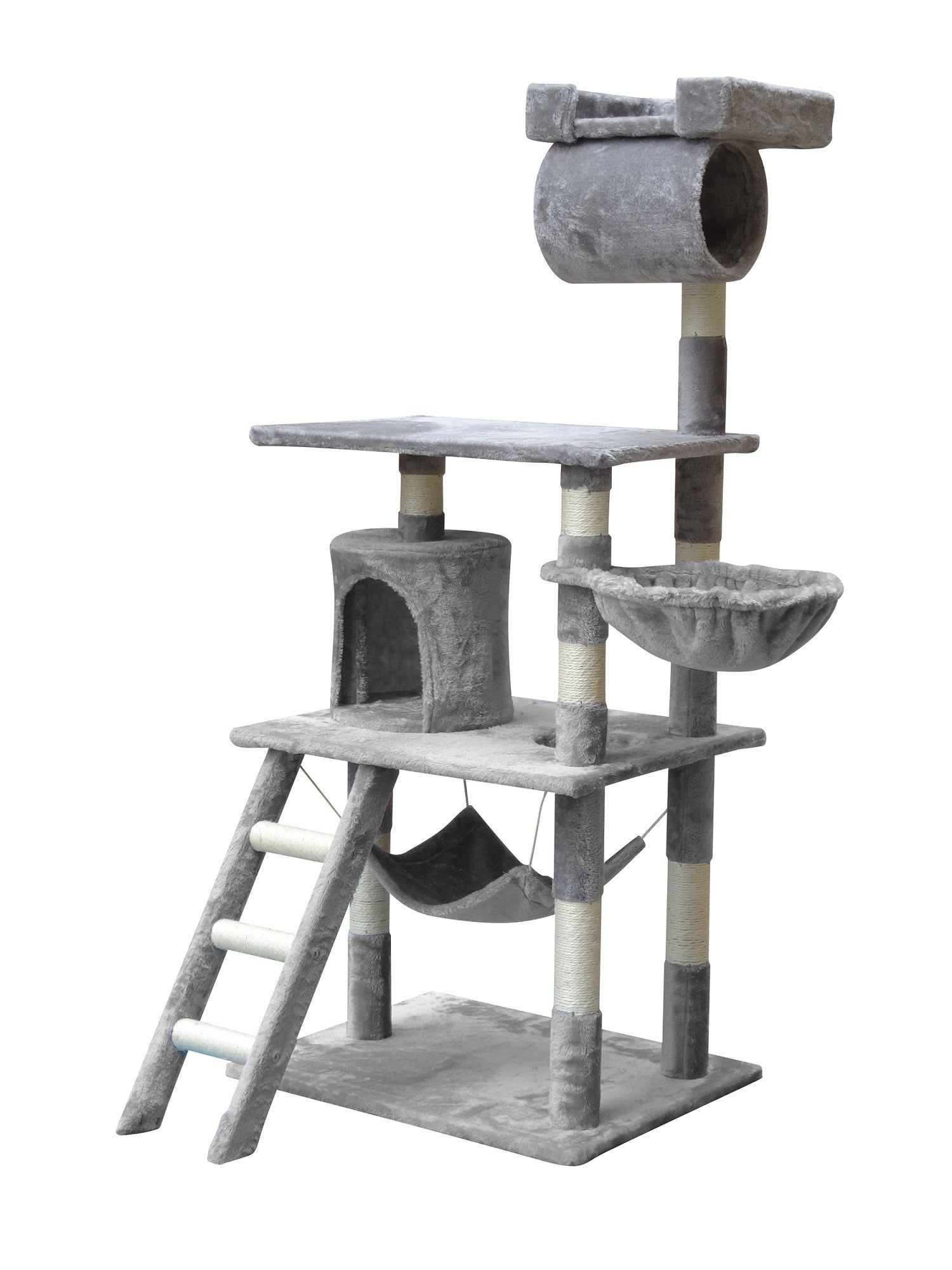 POHJOLAN LEMMIKKITARVIKE Kissan kiipeily-/raapimispuu 141cm, Vaalean Harmaa