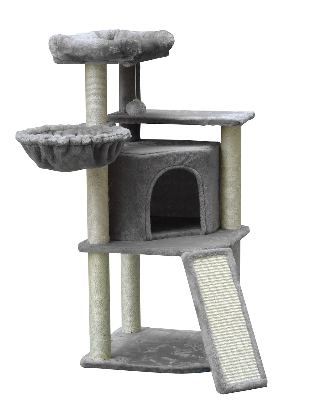 POHJOLAN LEMMIKKITARVIKE Kissan kiipeily-/raapimispuu 106 cm, Vaalean Harmaa