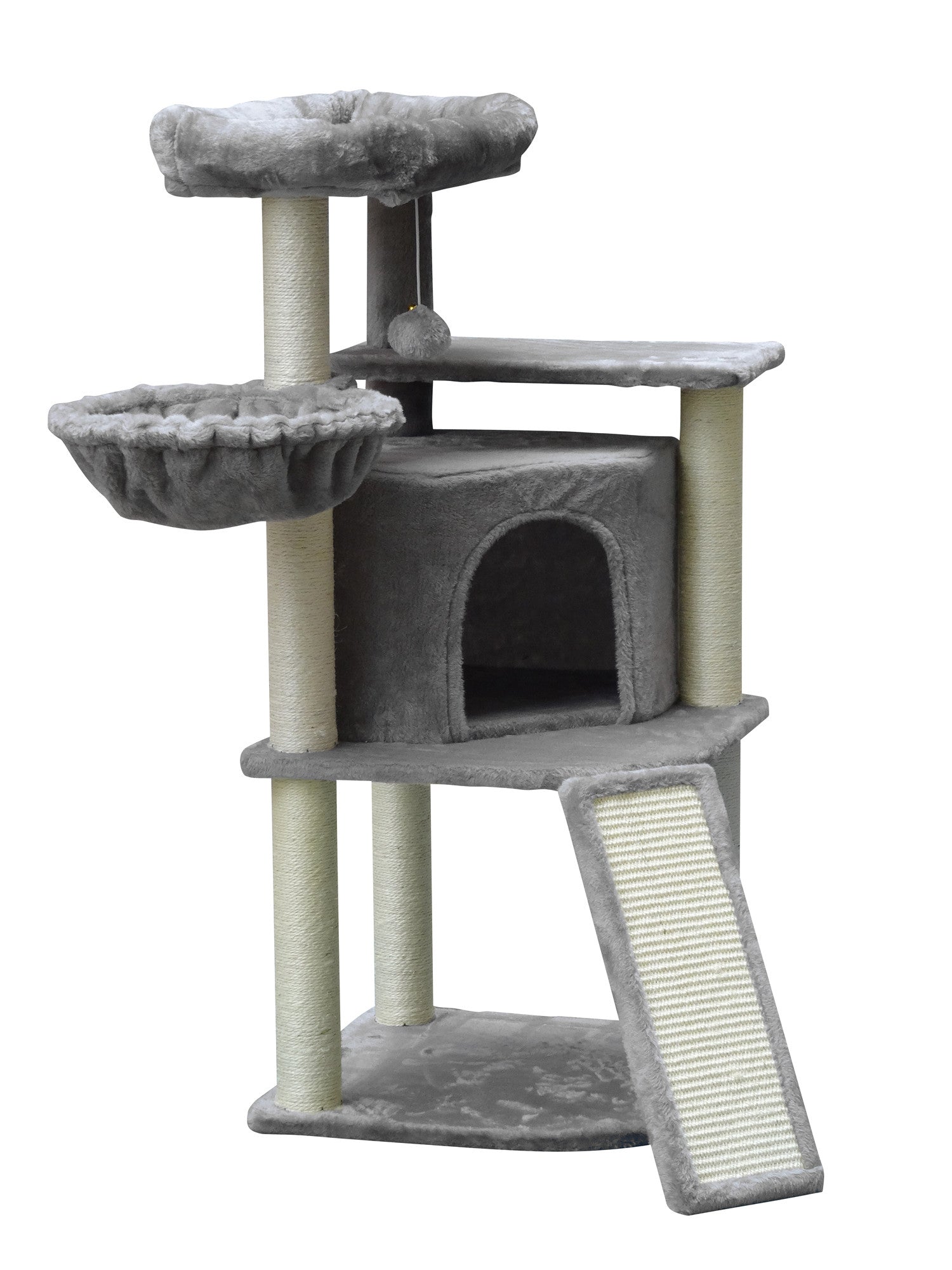 POHJOLAN LEMMIKKITARVIKE Kissan kiipeily-/raapimispuu 106 cm, Vaalean Harmaa