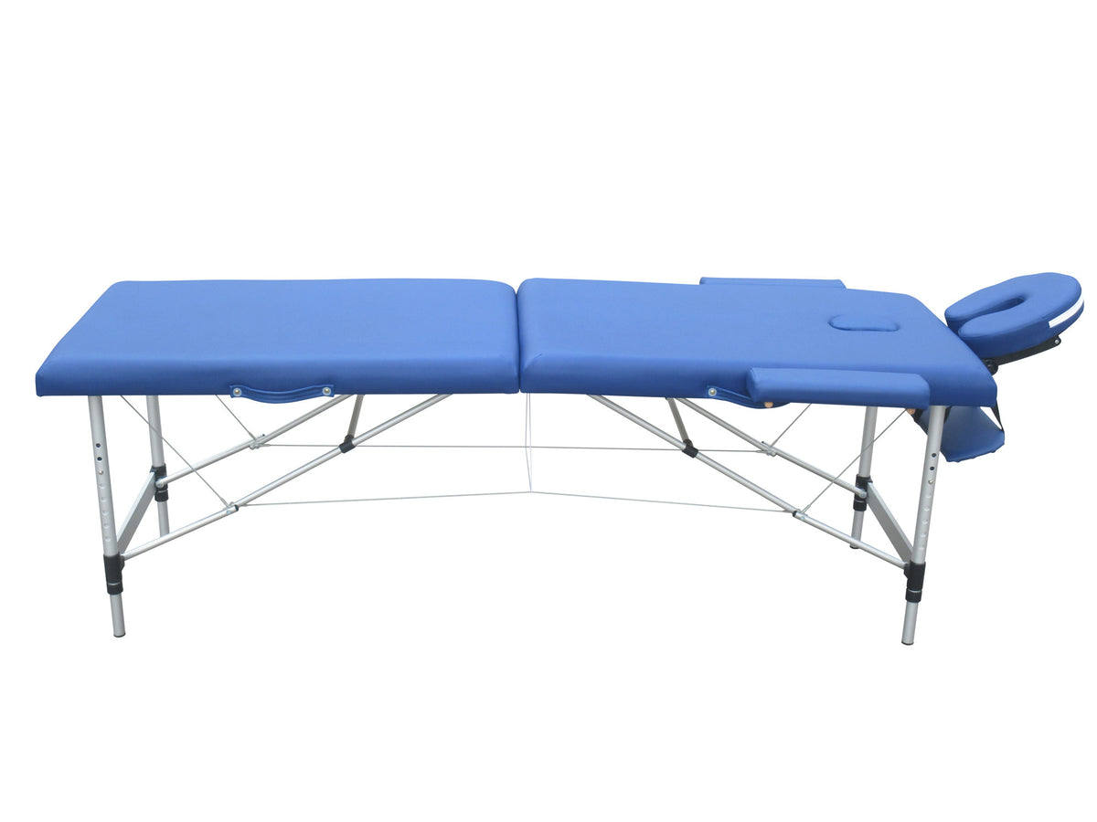 Massagebänk 195 x 70 cm – aluminiumram, höjd 61–87 cm, bärförmåga 225 kg